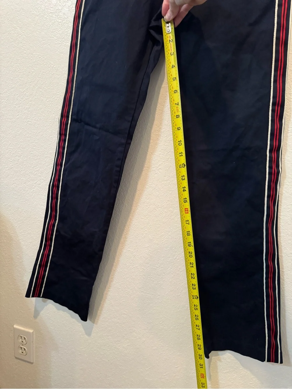 Zara Man Black Chinos with Red and White Side Stripes